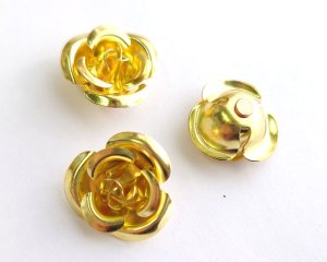 画像1: メッキなし真鍮/薔薇パーツ/Lサイズ/約16mm（1個）