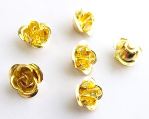 画像1: メッキなし真鍮/薔薇パーツ/Mサイズ/約10mm（1個）