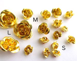 画像2: メッキなし真鍮/薔薇パーツ/Mサイズ/約10mm（1個）
