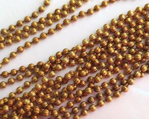 画像1: ヴィンテージ/USA/ブラス/リブボールチェーン(10cm)