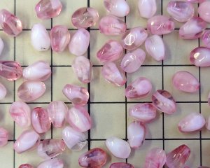 画像3: チェコガラスビーズ/ツイストドロップ/約8×6mm/ピンクホワイトミックス(10個）
