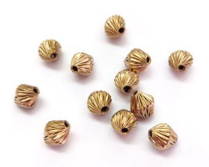 画像1: メッキなし真鍮/ビーズ/リブバイコン（2個）