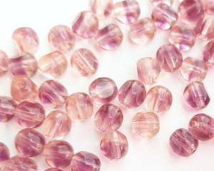 画像1: チェコガラスビーズ/スリーカットラウンド/6mm/ロザリン×アメシスト（10個）