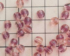 画像2: チェコガラスビーズ/スリーカットラウンド/6mm/ロザリン×アメシスト（10個） (2)