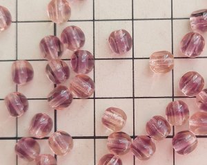 画像2: チェコガラスビーズ/スリーカットラウンド/6mm/ロザリン×アメシスト（10個）