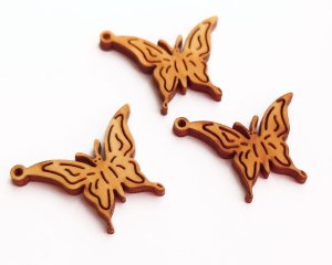 画像1: ウッドチャーム/バタフライ（1個）