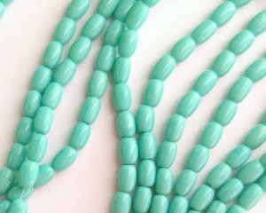 画像1: チェコガラスビーズ/ライス/約5×3mm/オペークミント(10個）