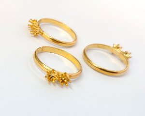 画像1: ヴィンテージ/USA/リングパーツ/約9号・2石(1個)