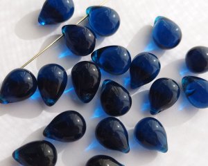 画像1: チェコガラスビーズ/ドロップ/カプリブルー/約14×10mm(1個)