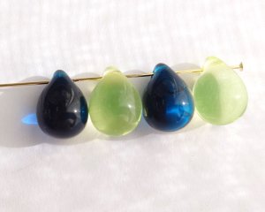 画像5: チェコガラスビーズ/ドロップ/ウラニウムイエロー/約14×10mm(1個)