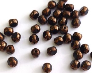 画像1: チェコガラスビーズ/スリーカットラウンド/6mm/ジェットブロンズ（10個）