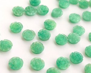 画像1: ヴィンテージ/チェコ/ガラスカボション/ジェイドローズ/約8mm(1個)