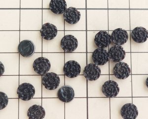 画像2: ヴィンテージ/チェコ/ガラスカボション/ブラックローズ/約8mm(1個)