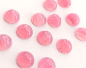 画像1: ヴィンテージ/チェコ/ガラスカボション/ローズマーブル/約11mm(1個)