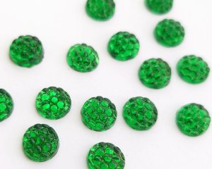 画像1: ヴィンテージ/ドイツ/ガラスカボション/グリーンシュガー/約9mm(1個)