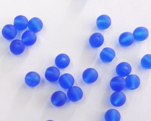 画像1: チェコガラスビーズ/ラウンド/6mm/フロストサファイア（10個）