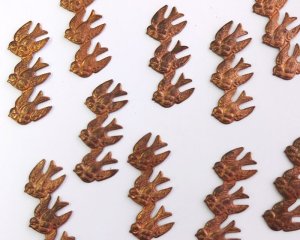 画像2: ヴィンテージ/USA/ブラススタンピング/3羽の鳥(1個)