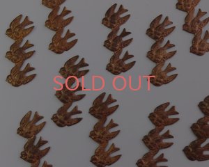 画像2: ヴィンテージ/USA/ブラススタンピング/3羽の鳥(1個)