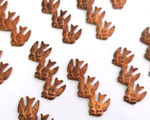 画像1: ヴィンテージ/USA/ブラススタンピング/3羽の鳥(1個)