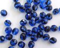 チェコガラスビーズ/ファイアポリッシュ/8mm/サファイア×ブラック(6個）