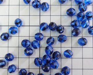 画像2: チェコガラスビーズ/ファイアポリッシュ/8mm/サファイア×ブラック(6個）