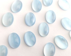 画像1: ヴィンテージ/チェコ/ガラスカボション/ライトブルームーン/約14×10mm(1個)