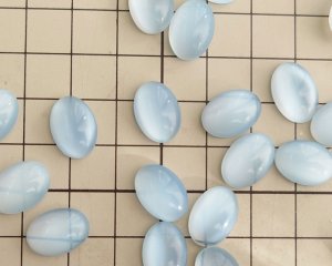 画像3: ヴィンテージ/チェコ/ガラスカボション/ライトブルームーン/約14×10mm(1個)