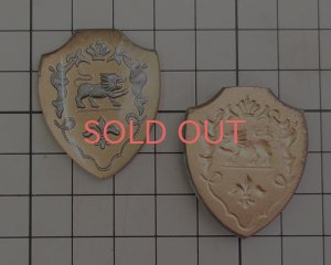 画像3: ヴィンテージ/ヨーロッパ/ガラスカボション/エンブレム/ゴールド×シルバー(1個)