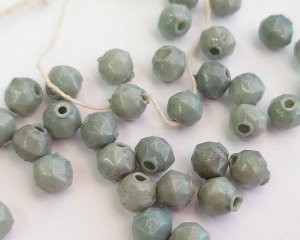 画像1: アンティーク/フランス/スフレガラス/グレイグリーン/約7〜8mm（1個）