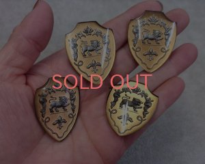 画像5: ヴィンテージ/ヨーロッパ/ガラスカボション/エンブレム/ゴールド×シルバー(1個)