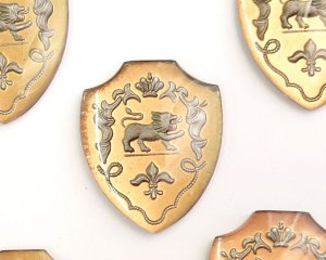 画像4: ヴィンテージ/ヨーロッパ/ガラスカボション/エンブレム(1個)