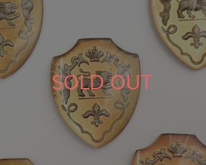 画像4: ヴィンテージ/ヨーロッパ/ガラスカボション/エンブレム/ゴールド×シルバー(1個)