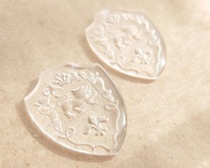 画像3: ヴィンテージ/ヨーロッパ/ガラスカボション/エンブレム/クリア(1個)