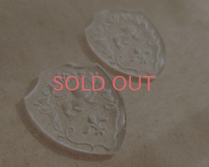 画像3: ヴィンテージ/ヨーロッパ/ガラスカボション/エンブレム/クリア(1個)