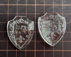 画像2: ヴィンテージ/ヨーロッパ/ガラスカボション/エンブレム/クリア(1個)