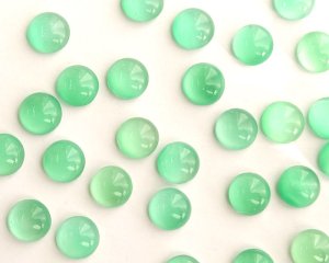 画像1: ヴィンテージ/チェコ/ガラスカボション/グリーンムーン/約10mm(1個)