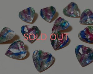 画像1: ヴィンテージ/ドイツ/ガラス/アイリス/ハート/約14mm(1個)