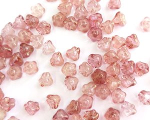 画像1: チェコ/蓄光ビーズ/ベルフラワー/ラスターピンク（4個）