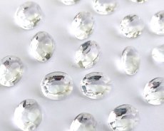 画像1: ヴィンテージ/ドイツ/ガラス/オーバル/クリア/12×10mm(1個) (1)