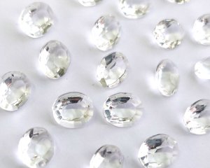 画像1: ヴィンテージ/ドイツ/ガラス/オーバル/クリア/12×10mm(1個)