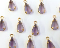 画像4: セット済/ヴィンテージガラス/ブルー×パープル/約10×6mm(1個) (4)