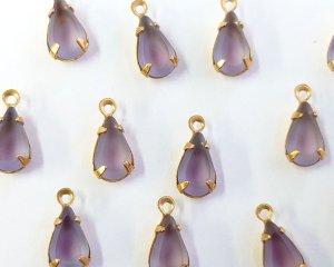 画像4: セット済/ヴィンテージガラス/ブルー×パープル/約10×6mm(1個)