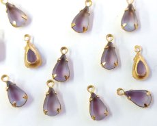 画像3: セット済/ヴィンテージガラス/ブルー×パープル/約10×6mm(1個) (3)