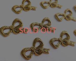 画像1: ブラススタンピング/USA/墨入りゴールド/リボン(1個)