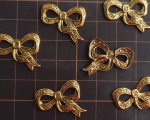 画像2: ブラススタンピング/USA/墨入りゴールド/リボン(1個)