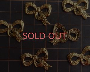 画像2: ブラススタンピング/USA/墨入りゴールド/リボン(1個)