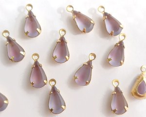 画像1: セット済/ヴィンテージガラス/ブルー×パープル/約10×6mm(1個)