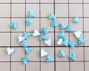 画像2: ヴィンテージ/ガラスカボション/ターコイズ風/ミニハート（2個）