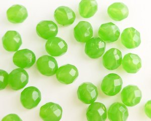 画像1: チェコガラスビーズ/ファイアポリッシュ/8mm/ミルキーグリーン(6個）