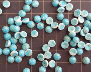 画像2: ヴィンテージ/ガラスカボション/ターコイズ風/ラウンド（1個）